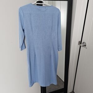 Chic Light Blue Floral Long Sleeve Dress